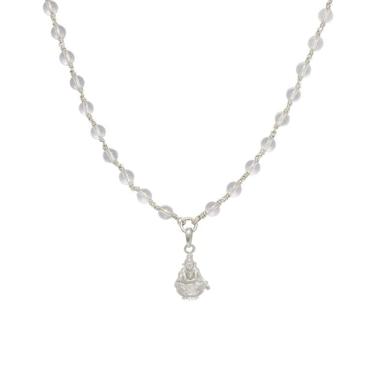 Sphatika Mala with Ayyappan Pendant Pure Quartz Crystal Mala for Devotion
