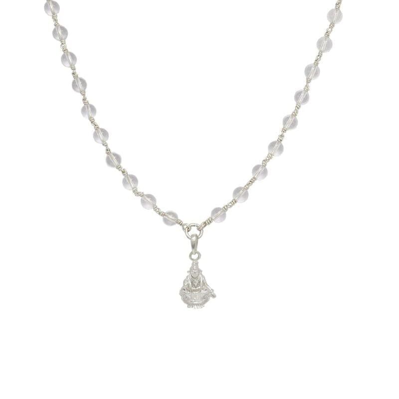Sphatika Mala with Ayyappan Pendant Pure Quartz Crystal Mala for Devotion