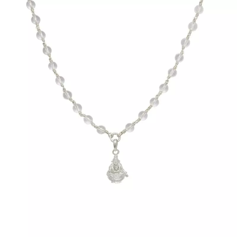 Sphatika Mala with Ayyappan Pendant Pure Quartz Crystal Mala for Devotion