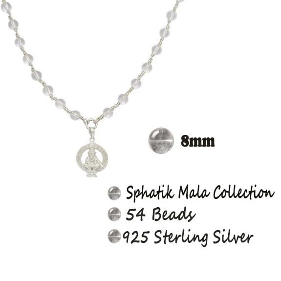 Sphatika Mala with Ayyappan (Iyyappan) Pendant – Pure Quartz Crystal Mala