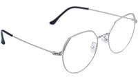 Female Oversized Spectacle Frames. Transparent ARC Lens. Silver Color Metal Frame.