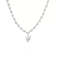 Silver Sphatika Mala with Om Pendant