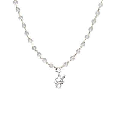 Silver Sphatika Mala with Om Pendant Silver Sphatika Mala with Om Pendant