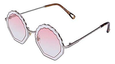 Soigné Female Medium Round Sunglasses. Transparent&Pink Lens Soigné Female Medium Round Sunglasses. Transparent&Pink Lens