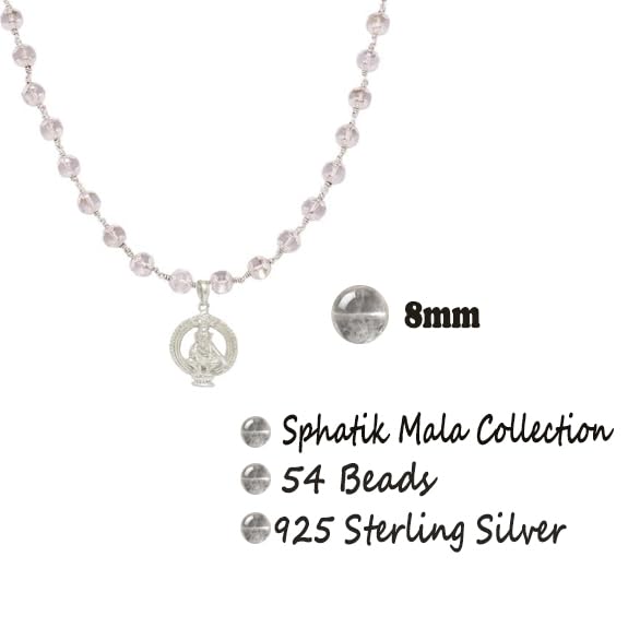 Sphatika Mala with Ayyappan (Iyyappan) Pendant – Pure Quartz Crystal Mala