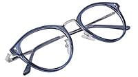Soigné Unisex Large Round Spectacle. See Through Blue