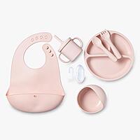 Cuddle Cubs BPA Free Baby Feeding Set - 7pc Silicone Meal kit - Pink