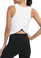 Workout Tops for Women Cropped Open Back Sleeveless Tank Tops Athletic Gym Yoga Shirts Loose Fit
