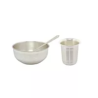 Sterling Silver Bowl with Spoon & Tumbler Set | Baby Annaprashan Velli Kinnam Set