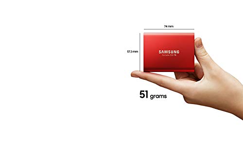 Open Box Samsung Up to 540MB/s USB 3.1 Gen 2 (10Gbps, Type-C) External Solid State Drive (Portable SSD) Metallic Red, T5 500GB