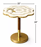 Carver Accent Peg Table Marble Inlay Top