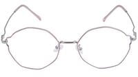 Female Oversized Spectacle Frames. Transparent ARC Lens. Pink & Silver Color Metal Frame.