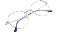 Female Oversized Spectacle Frames. Transparent ARC Lens. Silver Color Metal Frame.