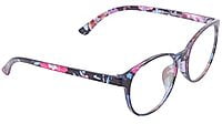 Soigné Female Oversize Round Spectacle Frame. Multicolor