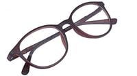 Unisex Round Medium Spectacle Frame. Matte Brown Color Frame. Transparent ARC Lens.