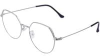 Female Oversized Spectacle Frames. Transparent ARC Lens. Silver Color Metal Frame.