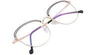 Female Square Spectacle Frame. Golden & Black Color Metal Frame. Transparent ARC Lens.