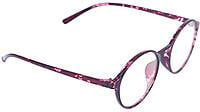 Unisex Round Thin Medium Spectacle Frame. Red & Transparent Frame