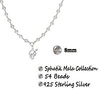 Silver Sphatika Mala with Om Pendant