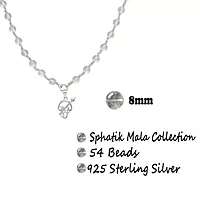 Silver Sphatika Mala with Om Pendant