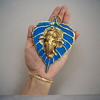 Mini Enamel Leaf Ganesh Blue color Aluminium Idol