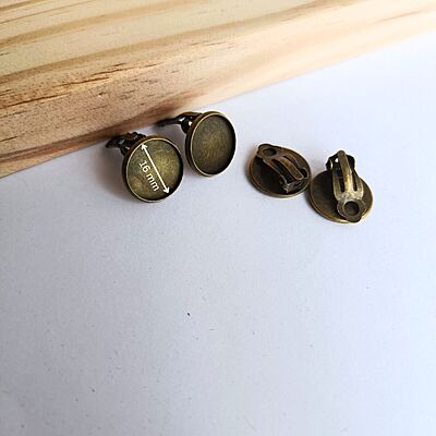 Clip On Earring Antique Bronze 16 mm Clip On Earring Antique Bronze 16 mm