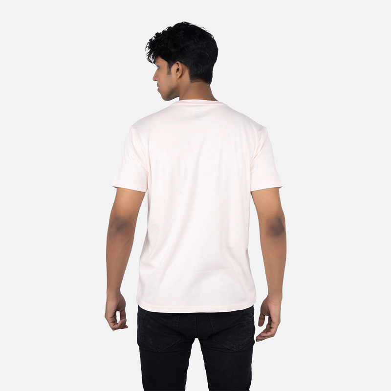 Men Piggy Pink Solid Crew Neck T-shirt