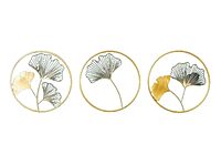 DAD Ginkgo Leaf Metal Wall Art, Circular Wall Decor - Size (16.5x2.5x16.5 Inches) Set of 3