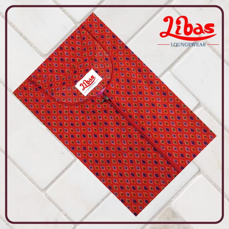 Orange Bizi Lizi Nighty With Floral Print All Over From Libas Loungewear - AL1058