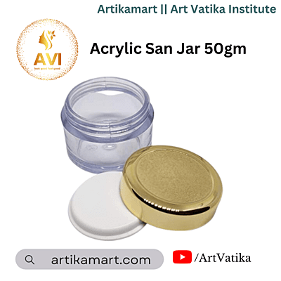 Acrylic San Jar + White Inner + GOLDEN Cap - 50g Acrylic San Jar + White Inner + GOLDEN Cap - 50g
