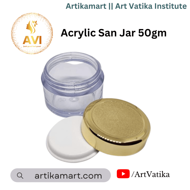Acrylic San Jar + White Inner + GOLDEN Cap - 50g Acrylic San Jar + White Inner + GOLDEN Cap - 50g