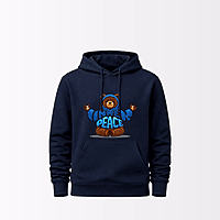 Unisex Sage Navy Blue Peace Graphic Printed Hoodie