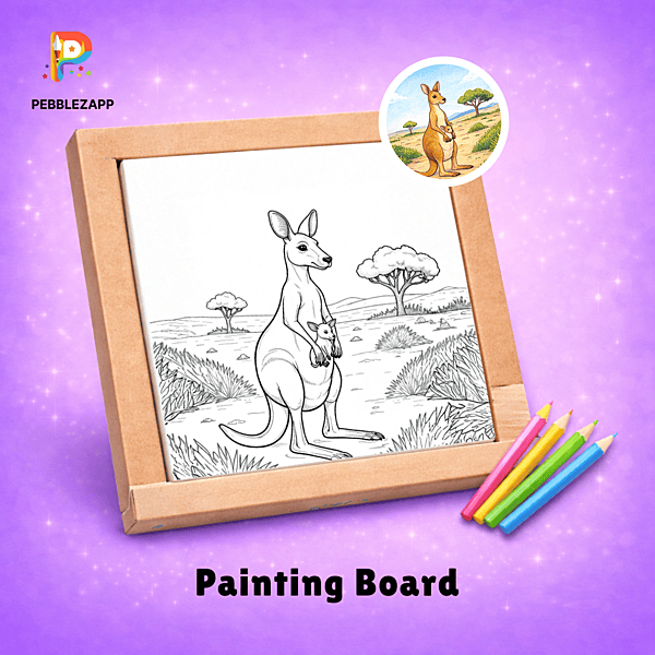Kangaroo with Baby Coloring
