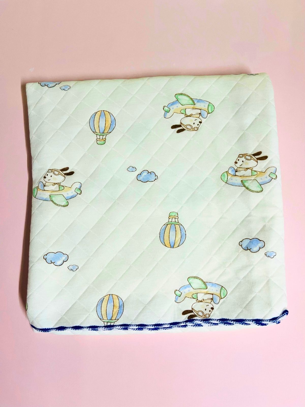 2-Layer Muslin Baby Blanket – 85x85 cm - Blue Cloud Comforter