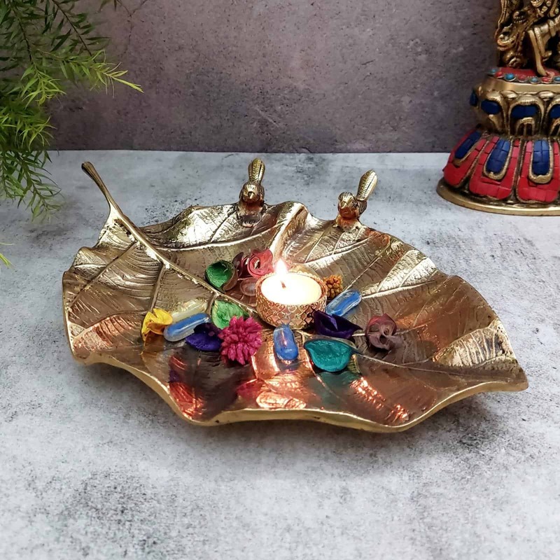 Brass Decor Plate - 2.7 inch Height | Ornamental Brass Decor Plate for Home Decor