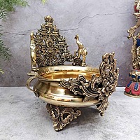 Brass Urli Decorative Bowl - 12.2 inch Height | Elegant Brass Urli Decorative Bowl for Home Decoration
