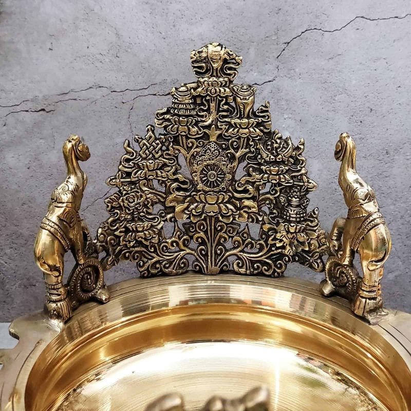 Brass Urli Decorative Bowl - 12.2 inch Height | Elegant Brass Urli Decorative Bowl for Home Decoration