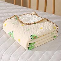 Muslin Mini Quilt Blanket – Dotted Double-Layer Comfort (110 × 100 cm) | Assorted Designs