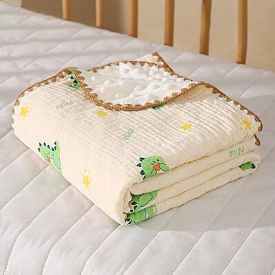 Muslin Mini Quilt Blanket – Dotted Double-Layer Comfort (110 × 100 cm) | Assorted Designs