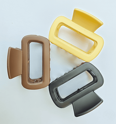 Rectangle Hair Claw Clips Set (3 Pcs) | Matte Finish Hair Clips