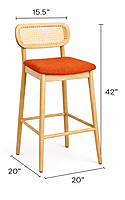 Lisette Cane Round Back Bar Chair