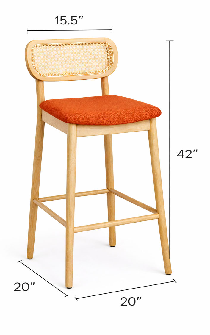 Lisette Cane Round Back Bar Chair