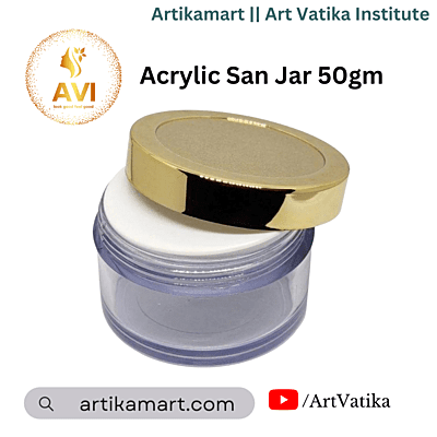Acrylic San Jar + White Inner + GOLDEN Cap - 50g Acrylic San Jar + White Inner + GOLDEN Cap - 50g