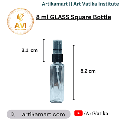 8 ml GLASS Square Bottle + Black Mist Spray Cap 8 ml GLASS Square Bottle + Black Mist Spray Cap