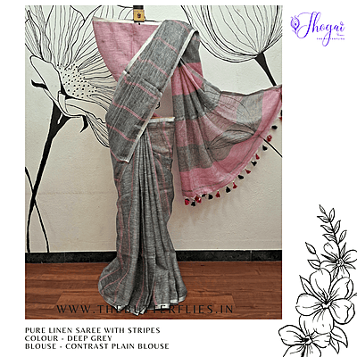PURE LINEN SAREE YBRSLIN23599