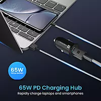 Portronics Car Power 65 Car Charger 65W with Dual Output (Black) Portronics Car Power 65 Car Charger 65W with Dual Output (Black)