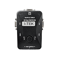 i-Tek 2-Port Manual USB 2.0 KVM Switch – Keyboard, Video & Mouse Control for 2 PCs