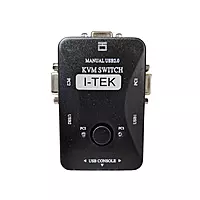 i-Tek 2-Port Manual USB 2.0 KVM Switch – Keyboard, Video & Mouse Control for 2 PCs