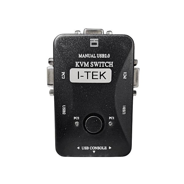 i-Tek 2-Port Manual USB 2.0 KVM Switch – Keyboard, Video & Mouse Control for 2 PCs