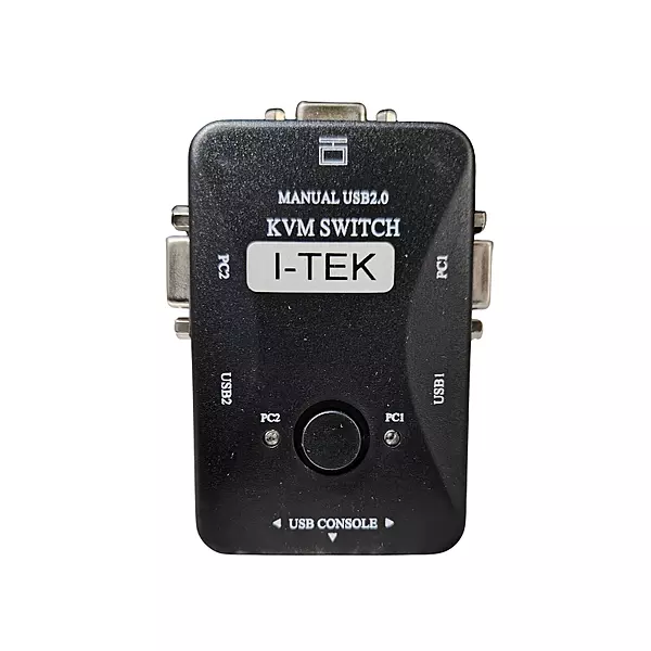 i-Tek 2-Port Manual USB 2.0 KVM Switch – Keyboard, Video & Mouse Control for 2 PCs